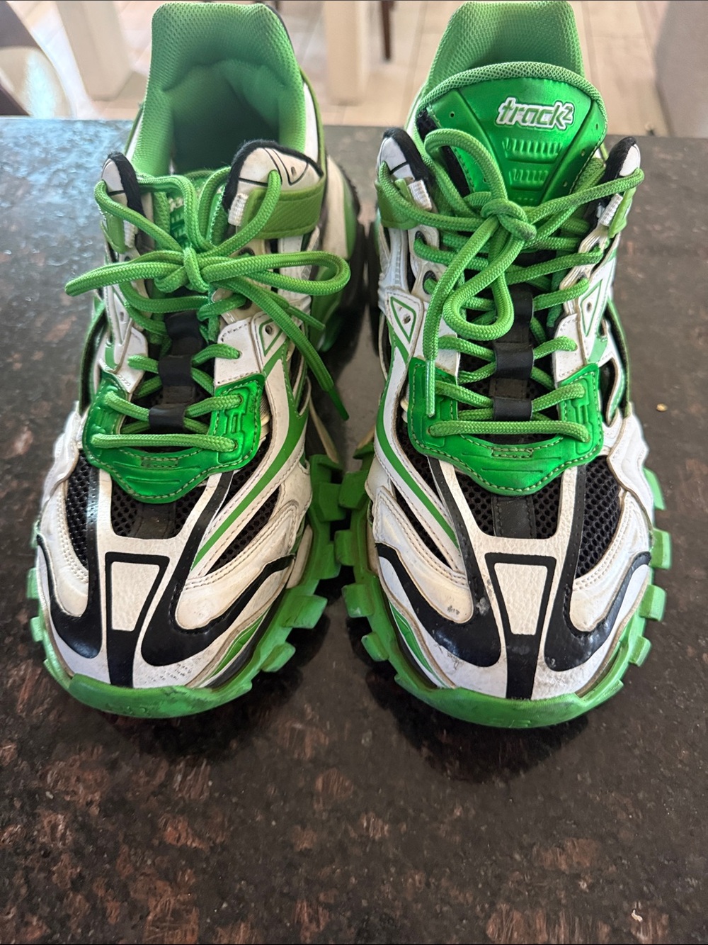Balenciaga Green White Black Layered Track Sneakers - Picture 8 of 9
